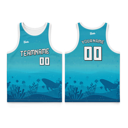 Custom Sky Blue White Wide Shoulder Basketball Jersey, Breathable Mesh Team Uniform for Adult & Yout