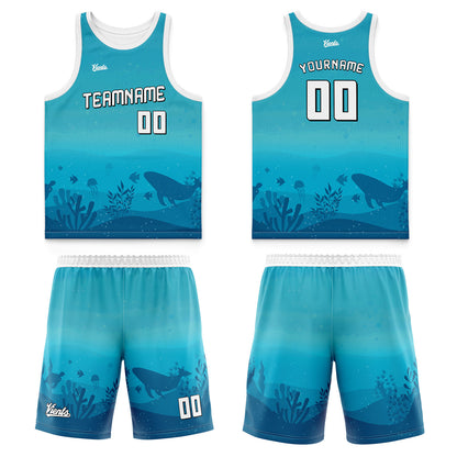 Custom Sky Blue White Wide Shoulder Basketball Jersey, Breathable Mesh Team Uniform for Adult & Yout