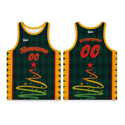 Custom Green Red Wide Shoulder Basketball Jersey, Breathable Mesh Team Uniform for Adult & Yout