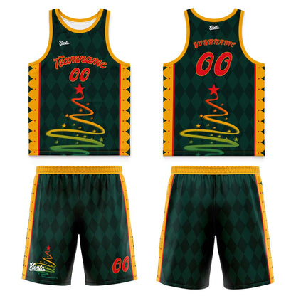 Custom Green Red Wide Shoulder Basketball Jersey, Breathable Mesh Team Uniform for Adult & Yout