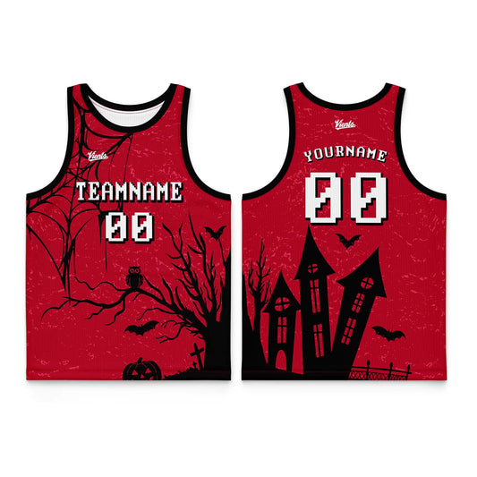Custom Black Red Thin Strap Basketball Jersey - Breathable Mesh Training Uniform for Adults & Youth