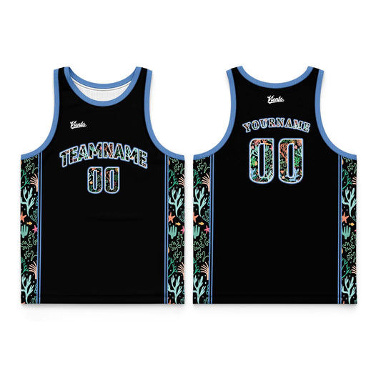 Custom Black Light Blue Thin Strap Basketball Jersey - Breathable Mesh Training Uniform for Adults & Youth