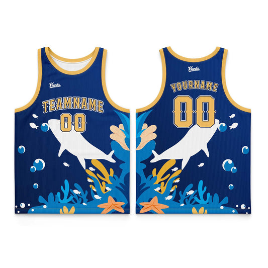Custom Naval Blue Golden Yellow Thin Strap Basketball Jersey - Breathable Mesh Training Uniform for Adults & Youth