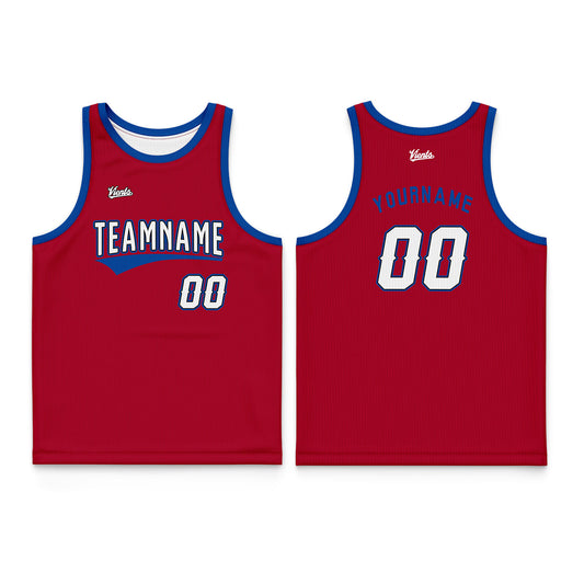 Custom Red Blue Thin Strap Basketball Jersey - Breathable Mesh Training Uniform for Adults & Youth