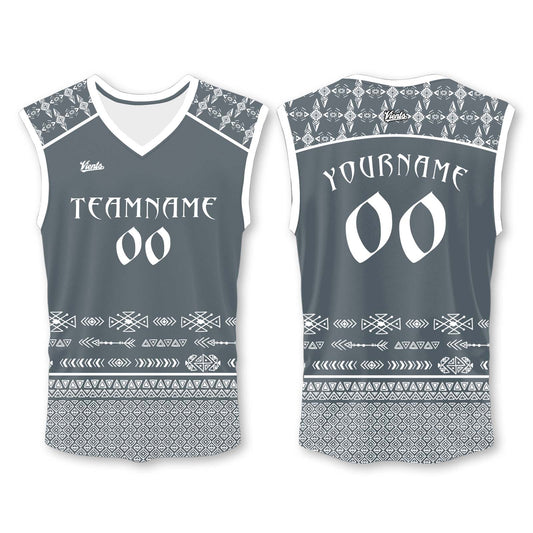 Custom Grey White Wide Shoulder Basketball Jersey - Breathable Mesh Team Uniform for Adult & Yout