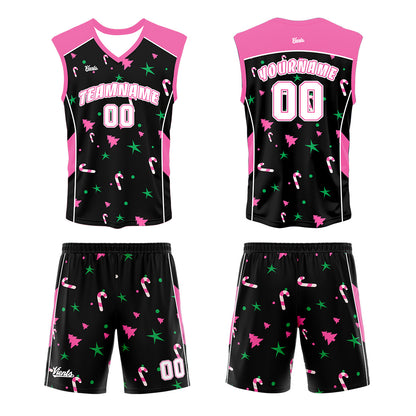 Custom Black Pink Thin Strap Basketball Jersey, Breathable Mesh Training Uniform for Adults & Youth