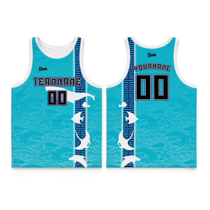 Custom Blue Black Wide Shoulder Basketball Jersey, Breathable Mesh Team Uniform for Adult & Yout