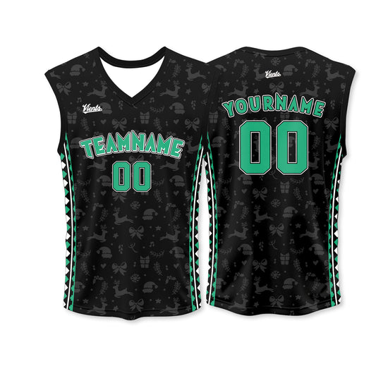 Custom Black Green Wide Shoulder Basketball Jersey - Breathable Mesh Team Uniform for Adult & Yout