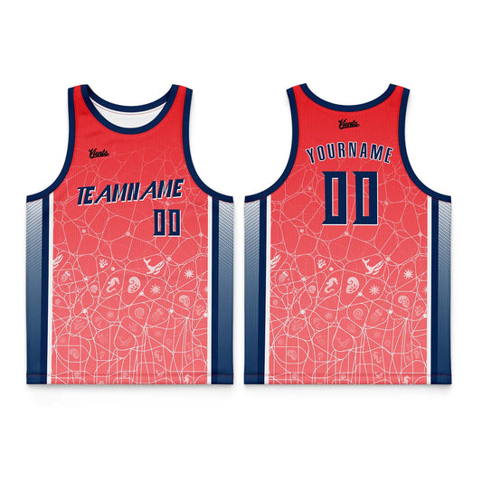 Custom Red Navy Blue Thin Strap Basketball Jersey - Breathable Mesh Training Uniform for Adults & Youth
