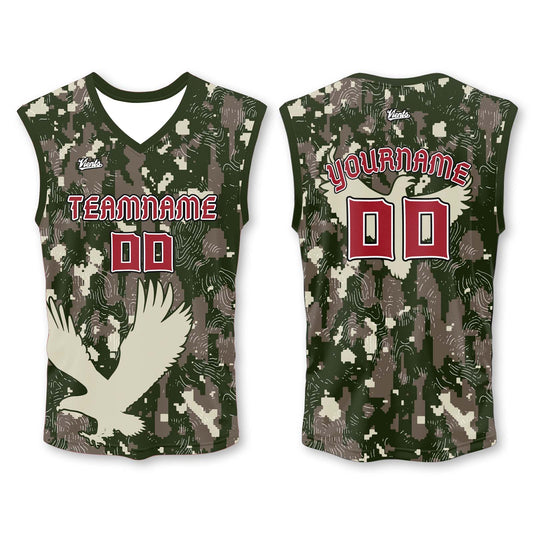 Custom Military Green Khaki Wide Shoulder Basketball Jersey - Breathable Mesh Team Uniform for Adult & Yout