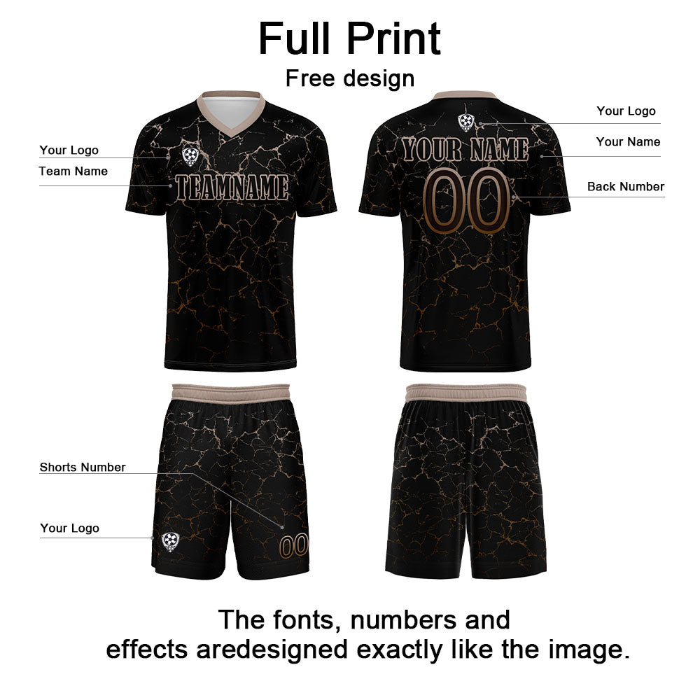 Custom Black Light brown Soccer Uniform Jersey Kids Adults Personalized Set Jersey Shirt
