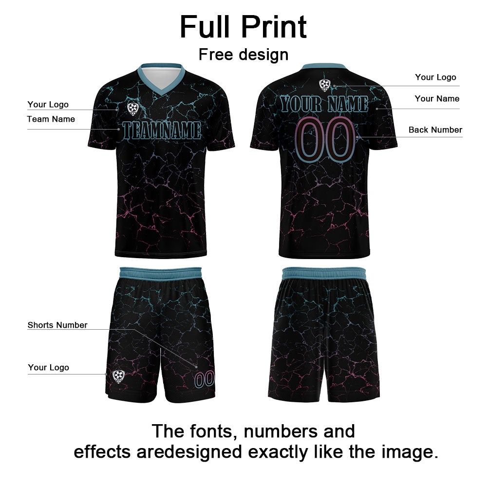 Custom Black Pink Soccer Uniform Jersey Kids Adults Personalized Set Jersey Shirt