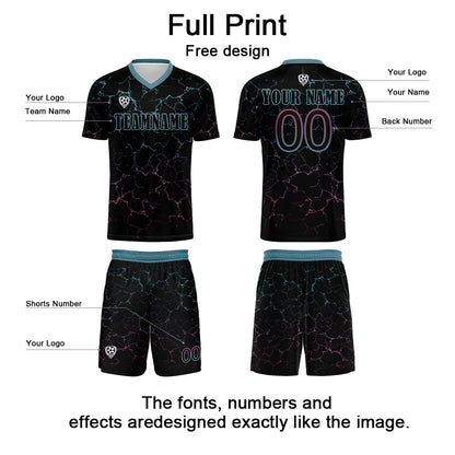 Custom Black Pink Soccer Uniform Jersey Kids Adults Personalized Set Jersey Shirt