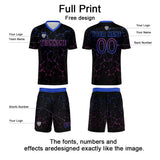 Custom Black Rose Purple Soccer Uniform Jersey Kids Adults Personalized Set Jersey Shirt