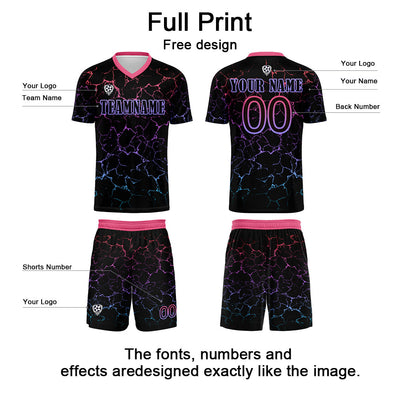 Custom Black Rose Red Soccer Uniform Jersey Kids Adults Personalized Set Jersey Shirt