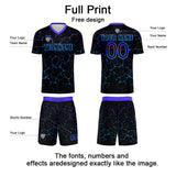 Custom Black Blue Soccer Uniform Jersey Kids Adults Personalized Set Jersey Shirt