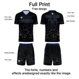 Custom Black Deepblue Soccer Uniform Jersey Kids Adults Personalized Set Jersey Shirt