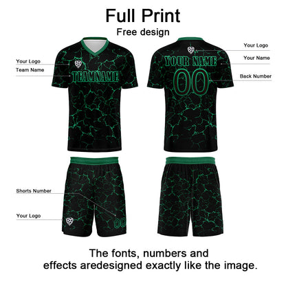 Custom Black Green Soccer Uniform Jersey Kids Adults Personalized Set Jersey Shirt