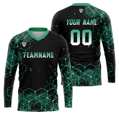 Custom Blue Green Basketball Soccer Football Shooting Long T-Shirt for Adults and Kids