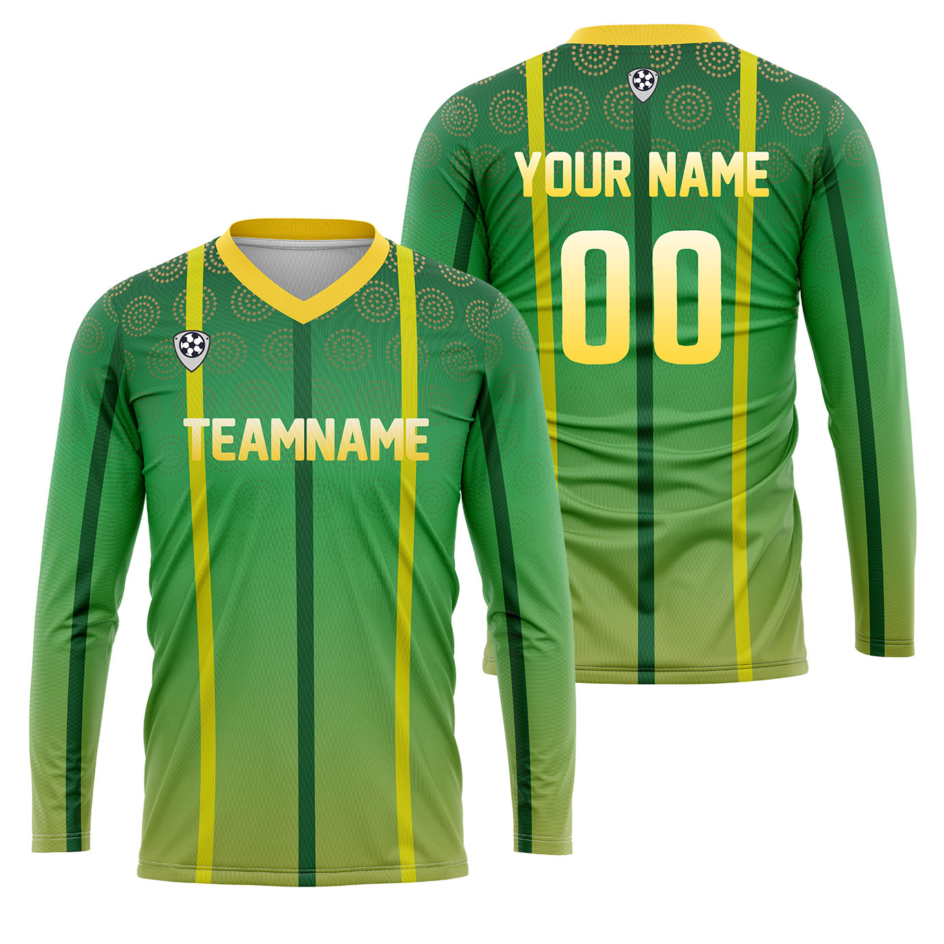 Custom Green Yellow Basketball Soccer Football Shooting Long T-Shirt for Adults and Kids