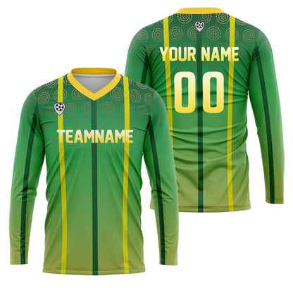 Custom Green Yellow Basketball Soccer Football Shooting Long T-Shirt for Adults and Kids