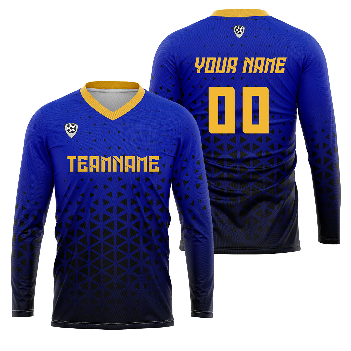 Custom Blue Yellow Basketball Soccer Football Shooting Long T-Shirt for Adults and Kids