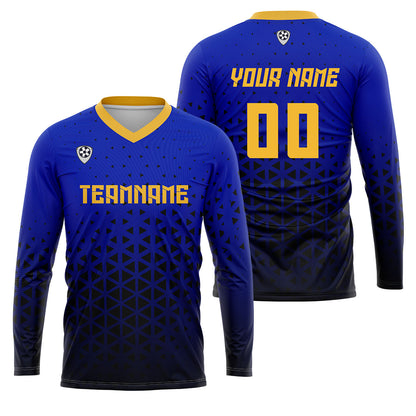 Custom Blue Yellow Basketball Soccer Football Shooting Long T-Shirt for Adults and Kids
