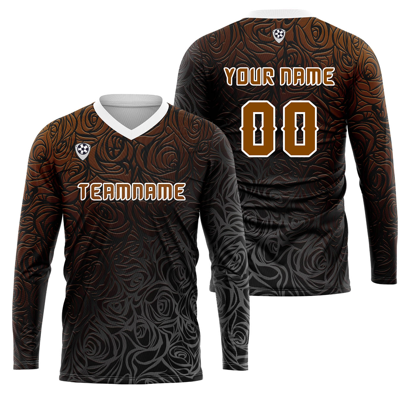 Custom Brown Basketball Soccer Football Shooting Long T-Shirt for Adults and Kids