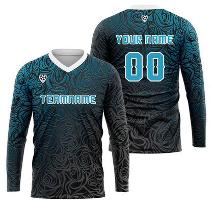 Custom Blue Basketball Soccer Football Shooting Long T-Shirt for Adults and Kids