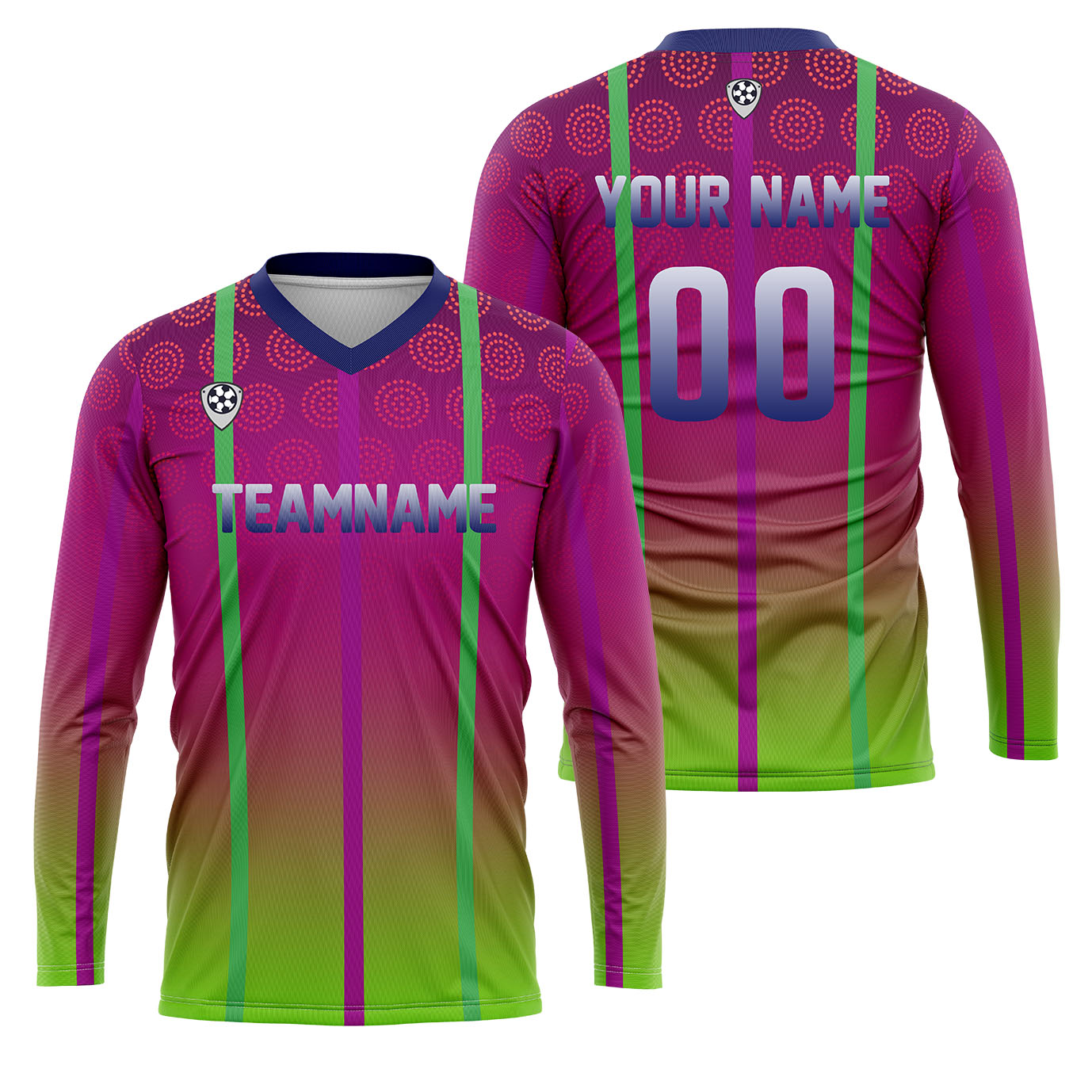 Custom Green Purple Basketball Soccer Football Shooting Long T-Shirt for Adults and Kids