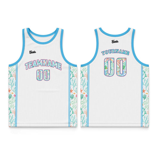 Custom White Light Blue Thin Strap Basketball Jersey - Breathable Mesh Training Uniform for Adults & Youth
