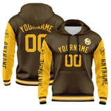 Custom Brown Yellow Hoodie Personalized Mens Pullover Hoodie Printed Team Name Number Logo for Women