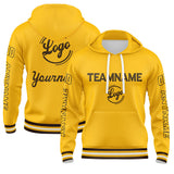 Custom Brown Yellow Hoodie Personalized Mens Pullover Hoodie Printed Team Name Number Logo for Women