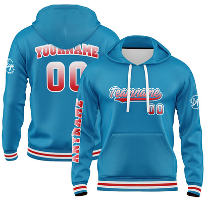 Custom Blue Red Hoodie Personalized Mens Pullover Hoodie Printed Team Name Number Logo for Women