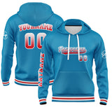 Custom Blue Red Hoodie Personalized Mens Pullover Hoodie Printed Team Name Number Logo for Women