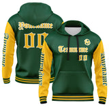 Custom Green Yellow  Hoodie Personalized Mens Pullover Hoodie Printed Team Name Number Logo for Women