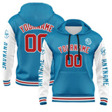 Custom Blue White Red Hoodie Personalized Mens Pullover Hoodie Printed Team Name Number Logo for Women