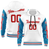 Custom Blue White Red Hoodie Personalized Mens Pullover Hoodie Printed Team Name Number Logo for Women
