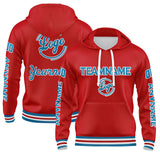 Custom Blue Red Hoodie Personalized Mens Pullover Hoodie Printed Team Name Number Logo for Women