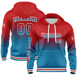 Custom Blue Red Hoodie Personalized Mens Pullover Hoodie Printed Team Name Number Logo for Women