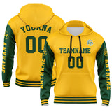 Custom Green Yellow  Hoodie Personalized Mens Pullover Hoodie Printed Team Name Number Logo for Women