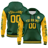 Custom Green Yellow  Hoodie Personalized Mens Pullover Hoodie Printed Team Name Number Logo for Women