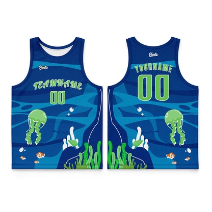 Custom Dark Blue Orange Wide Shoulder Basketball Jersey, Breathable Mesh Team Uniform for Adult & Yout