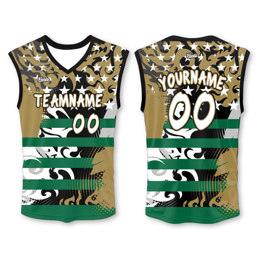 Custom Green Gold Wide Shoulder Basketball Jersey - Breathable Mesh Team Uniform for Adult & Yout