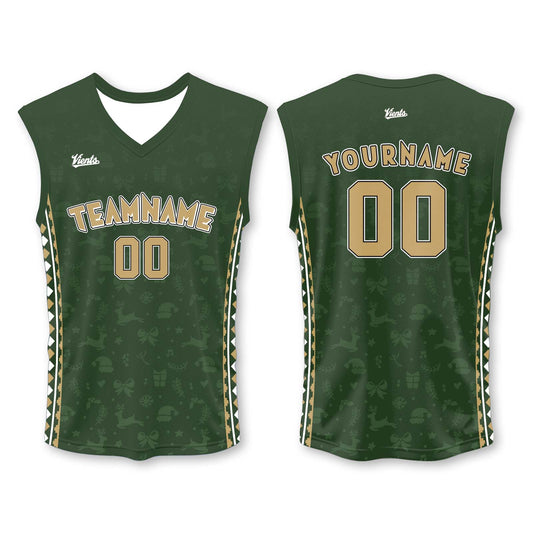 Custom Green Gold Wide Shoulder Basketball Jersey - Breathable Mesh Team Uniform for Adult & Yout