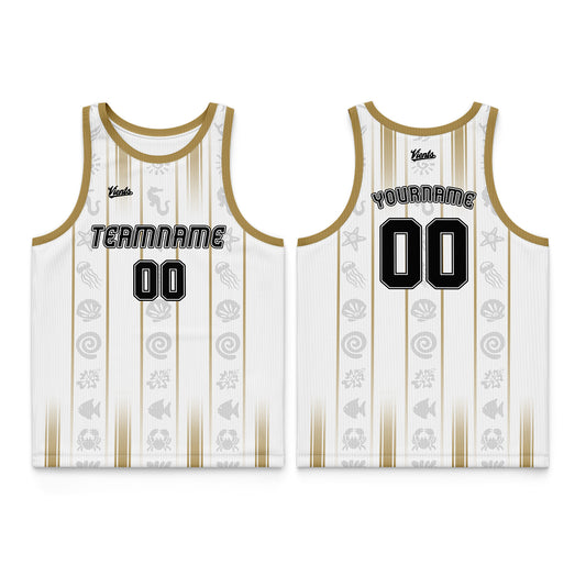 Custom Gold White Thin Strap Basketball Jersey - Breathable Mesh Training Uniform for Adults & Youth