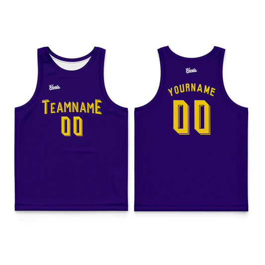Custom Purple Yellow Thin Strap Basketball Jersey - Breathable Mesh Training Uniform for Adults & Youth