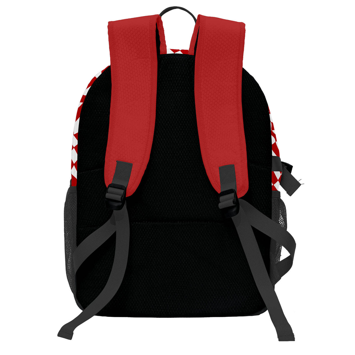 Custom Red White Basketball Soccer Backpack Personalized Player Names Numbers Team Logo #BB-0919-0033