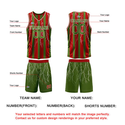 Custom Red Green Reversible Basketball Suit for Adults and Kids Personalized Jersey