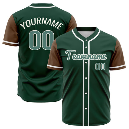 Custom Dark Green Brown Hip Hop Baseball Jersey Stitched Printed - Personalized Name Number Shirts #BB-0919-0055